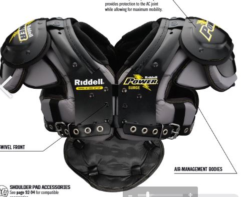RIDDELL POWER SURGE YOUTH SHOULDER PAD R48345 - Main Image